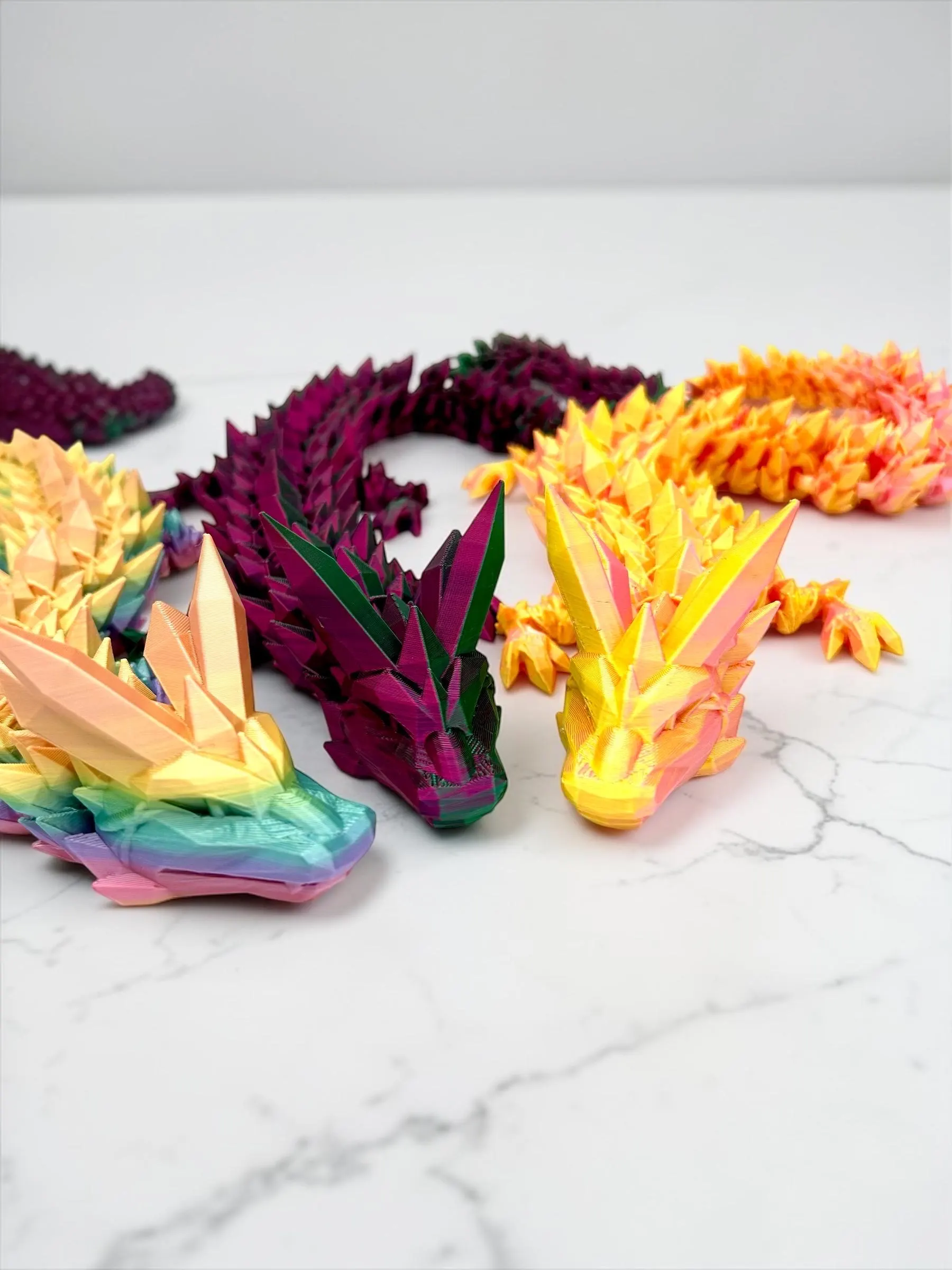 Dualcolor, Kristalldrache mit beweglichen Gelenken, 3D Druck, Crystal Dragon, Drache, Dragon, Schreibtischspielzeug, Fidget 3D, Drache,61cm lang – Bild 7