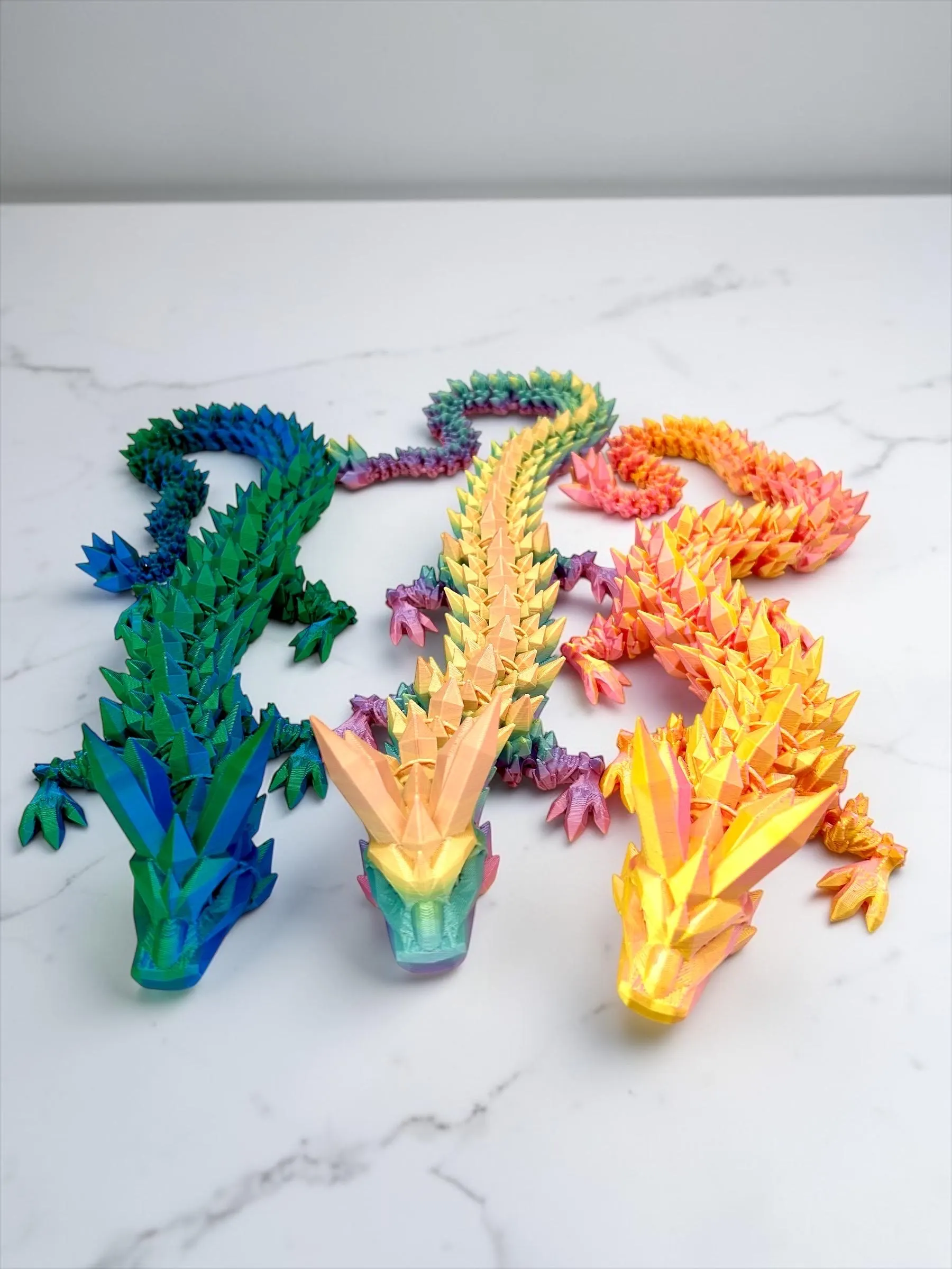 Dualcolor, Kristalldrache mit beweglichen Gelenken, 3D Druck, Crystal Dragon, Drache, Dragon, Schreibtischspielzeug, Fidget 3D, Drache,61cm lang – Bild 6