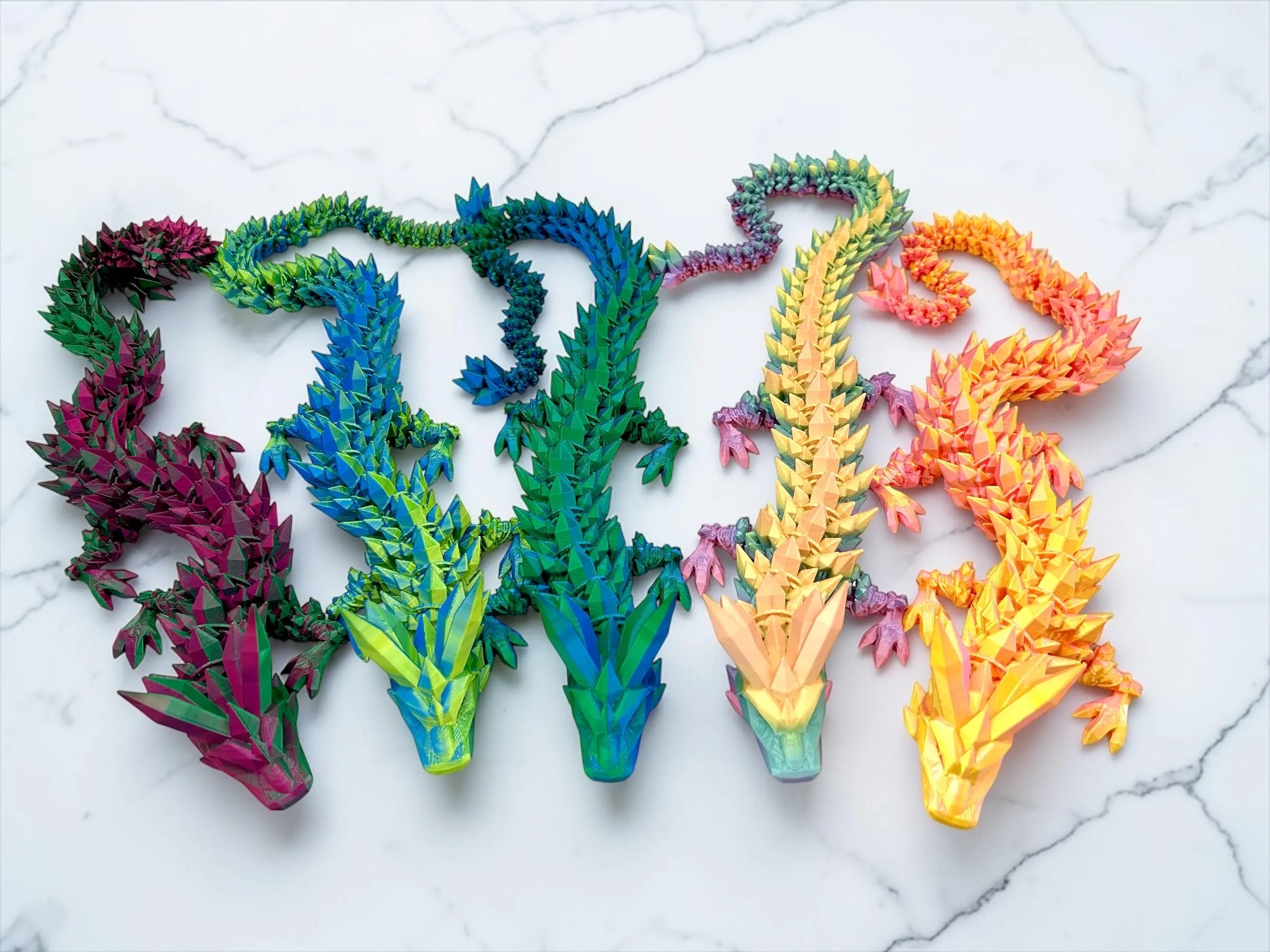 Dualcolor, Kristalldrache mit beweglichen Gelenken, 3D Druck, Crystal Dragon, Drache, Dragon, Schreibtischspielzeug, Fidget 3D, Drache,61cm lang