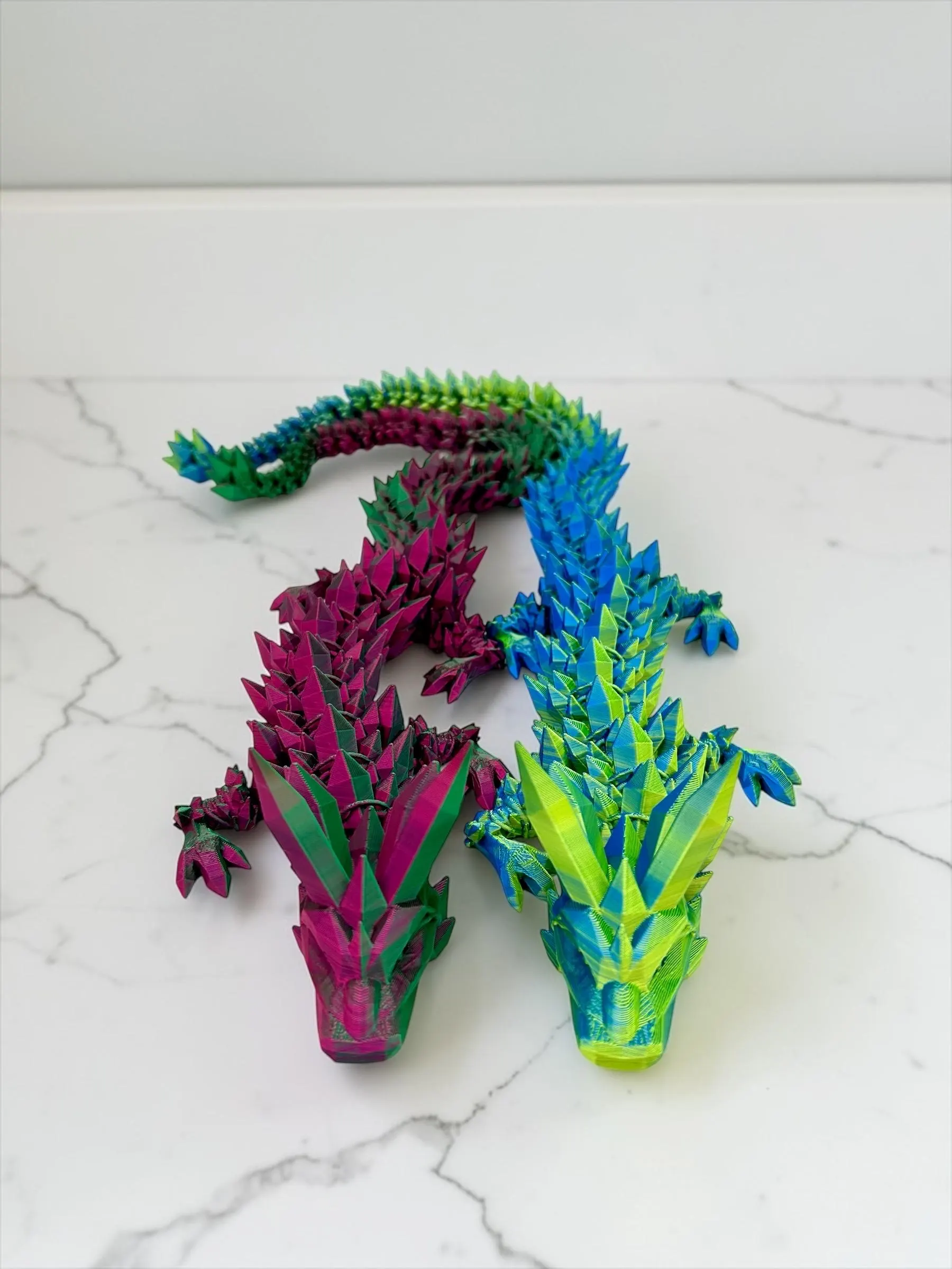 Dualcolor, Kristalldrache mit beweglichen Gelenken, 3D Druck, Crystal Dragon, Drache, Dragon, Fidget 3D, Drache,38cm lang – Bild 3