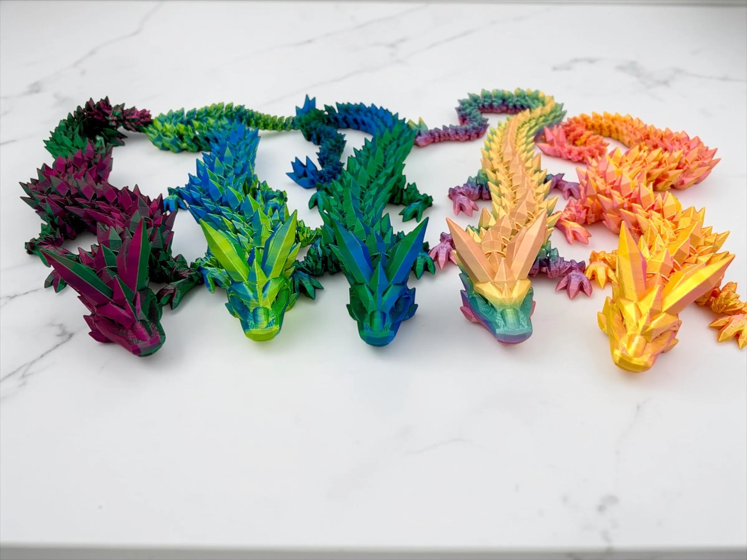 Dualcolor, Kristalldrache mit beweglichen Gelenken, 3D Druck, Crystal Dragon, Drache, Dragon, Fidget 3D, Drache,38cm lang