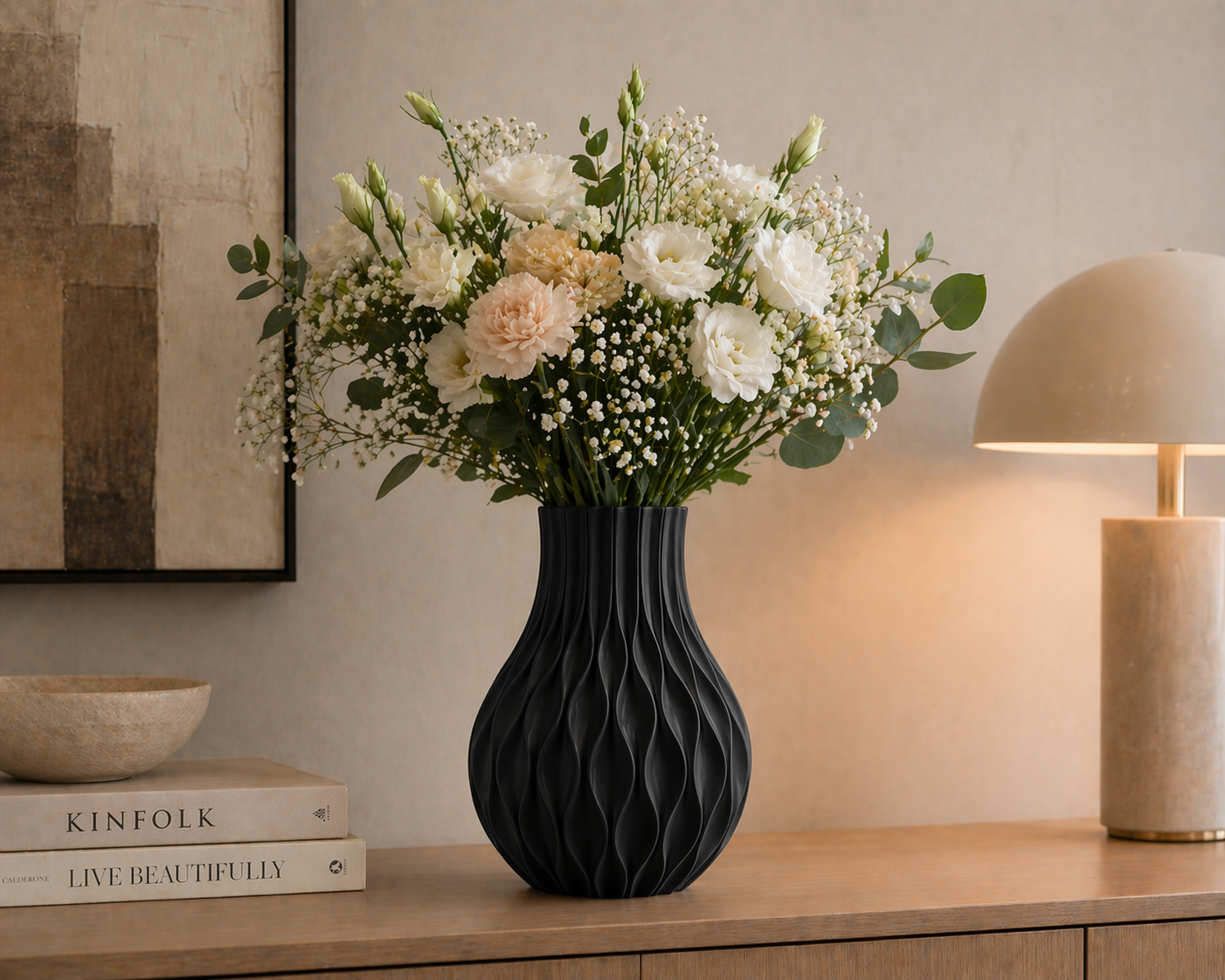 Moderne Vase „LUMINA B“ | 3D gedruckte Blumenvase | Wasserdicht | Minimalistische Deko | Wohnzimmer Design | Geschenkidee | Made in Germany