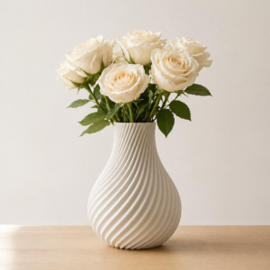 Moderne Vase ALMA  – 3D Gedruckt aus PLA Biokunststoff, Wasserdicht – Minimalistische Design für frische & Trockenblumen (24cm)