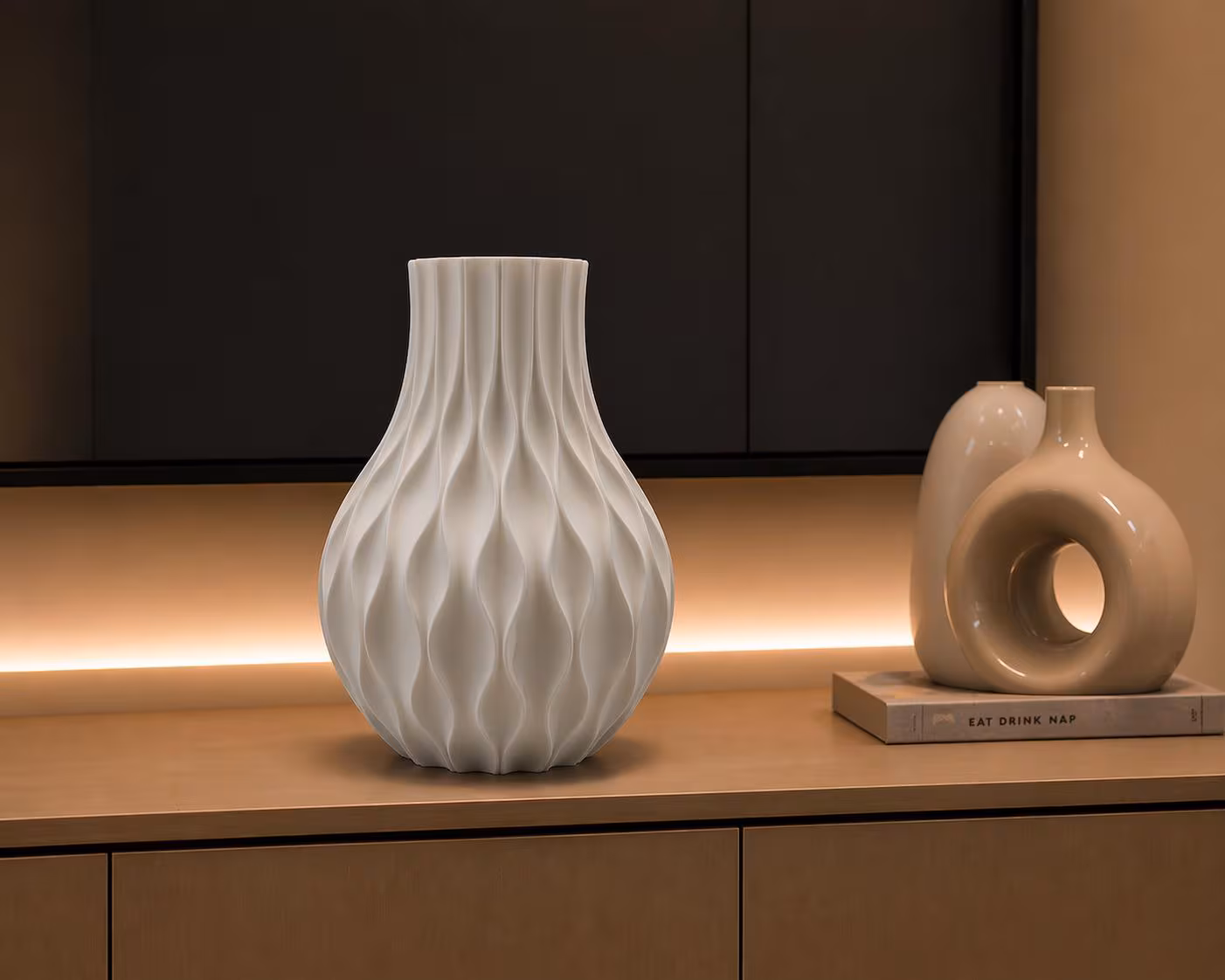 Moderne Vase „LUMINA“ | 3D gedruckte Blumenvase | Wasserdicht | Minimalistische Deko | Wohnzimmer Design | Geschenkidee | Made in Germany – Bild 4