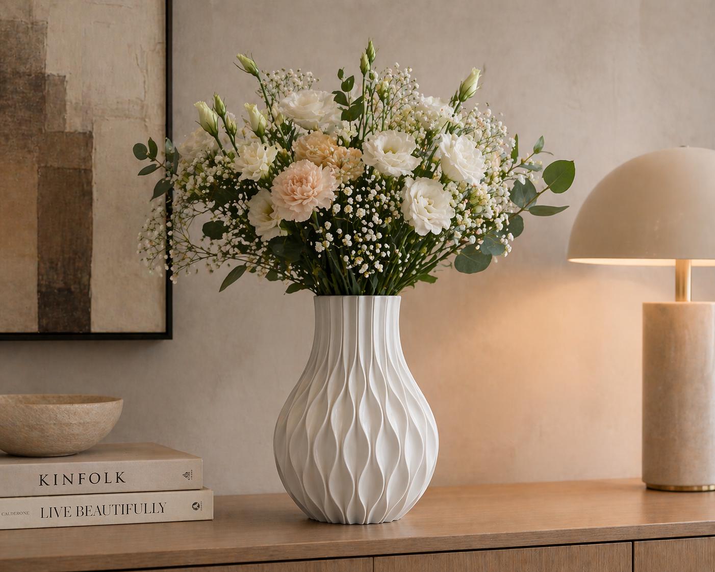 Moderne Vase „LUMINA“ | 3D gedruckte Blumenvase | Wasserdicht | Minimalistische Deko | Wohnzimmer Design | Geschenkidee | Made in Germany